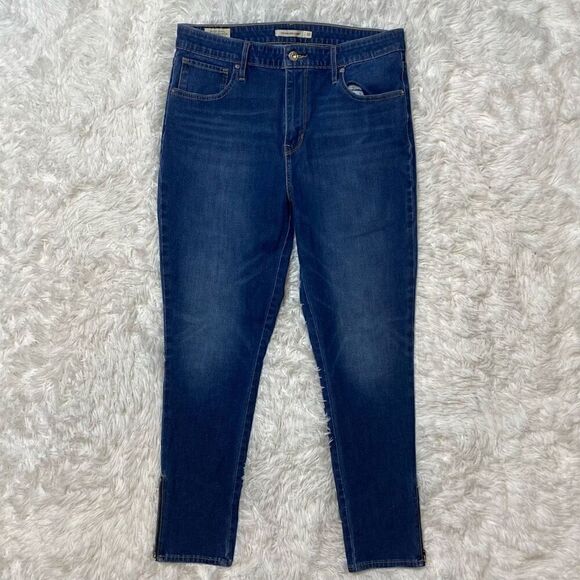 Levis 721 High Rise Skinny Jeans Size 32 Ankle Zipper 27" Inseam Cotton Stretchy - Picture 1 of 10
